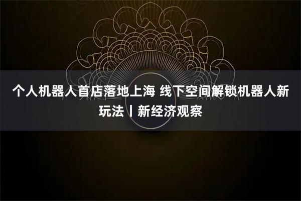 个人机器人首店落地上海 线下空间解锁机器人新玩法丨新经济观察
